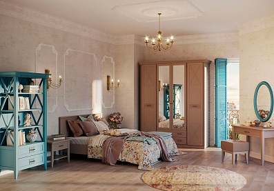 Спальня Кантри 2, тип кровати Корпусные, цвет Серый камень
